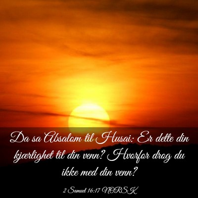 Picture 03 - 2 Samuel 16:17 NORSK - Da sa Absalom til Husai: Er dette din kjærlighet - Bible Verse Picture