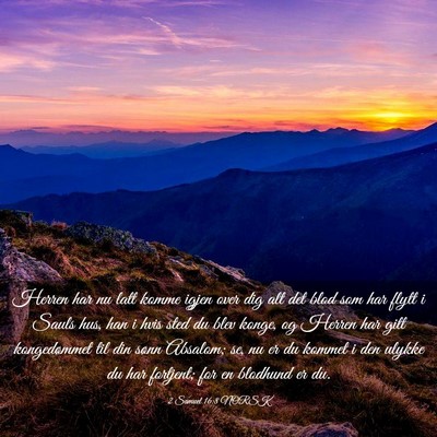 Picture 03 - 2 Samuel 16:8 NORSK - Herren har nu latt komme igjen over dig alt det - Bible Verse Picture