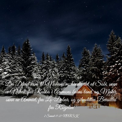 Picture 03 - 2 Samuel 17:27 NORSK - Da David kom til Mahana'm, hendte det at Sobi, - Bible Verse Picture