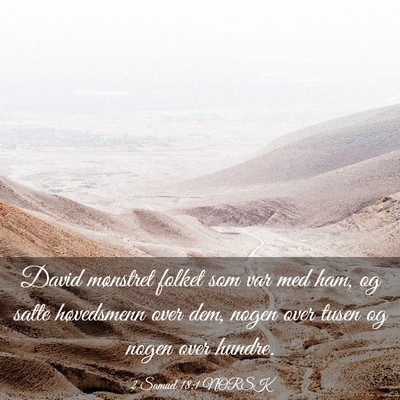 Picture 03 - 2 Samuel 18:1 NORSK - David mønstret folket som var med ham, og satte - Bible Verse Picture