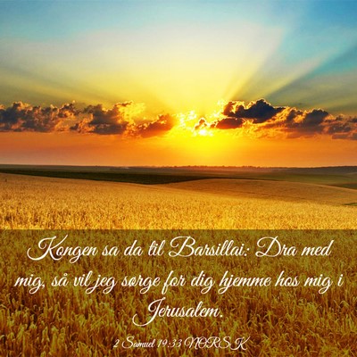 Picture 03 - 2 Samuel 19:33 NORSK - Kongen sa da til Barsillai: Dra med mig, så vil - Bible Verse Picture