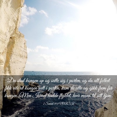 Picture 03 - 2 Samuel 19:8 NORSK - Da stod kongen op og satte sig i porten, og da - Bible Verse Picture