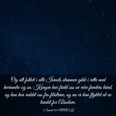 Picture 03 - 2 Samuel 19:9 NORSK - Og alt folket i alle Israels stammer gikk i rette - Bible Verse Picture