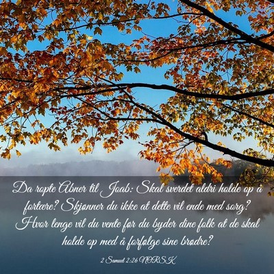 Picture 03 - 2 Samuel 2:26 NORSK - Da ropte Abner til Joab: Skal sverdet aldri holde - Bible Verse Picture