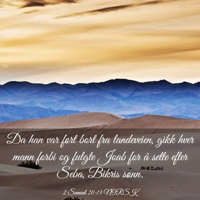 Picture 03 - 2 Samuel 20:13 NORSK - Da han var ført bort fra landeveien, gikk hver - Bible Verse Picture