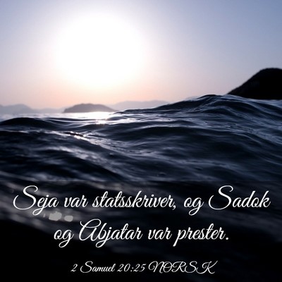 Picture 03 - 2 Samuel 20:25 NORSK - Seja var statsskriver, og Sadok og Abjatar var - Bible Verse Picture