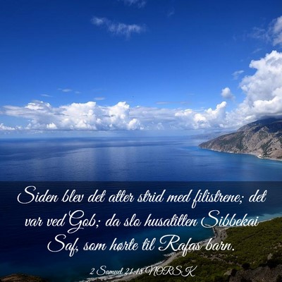 Picture 03 - 2 Samuel 21:18 NORSK - Siden blev det atter strid med filistrene; det - Bible Verse Picture