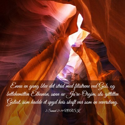 Picture 03 - 2 Samuel 21:19 NORSK - Ennu en gang blev det strid med filistrene ved - Bible Verse Picture