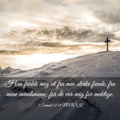 Picture 03 - 2 Samuel 22:18 NORSK - Han fridde mig ut fra min sterke fiende, fra mine - Bible Verse Picture