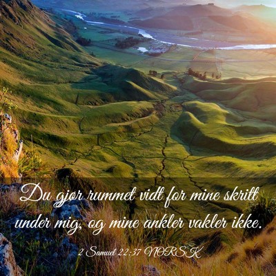 Picture 03 - 2 Samuel 22:37 NORSK - Du gjør rummet vidt for mine skritt under mig, - Bible Verse Picture