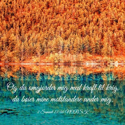 Picture 03 - 2 Samuel 22:40 NORSK - Og du omgjorder mig med kraft til krig, du bøier - Bible Verse Picture