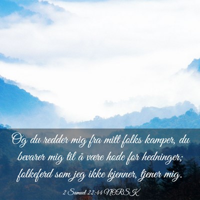 Picture 03 - 2 Samuel 22:44 NORSK - Og du redder mig fra mitt folks kamper, du - Bible Verse Picture