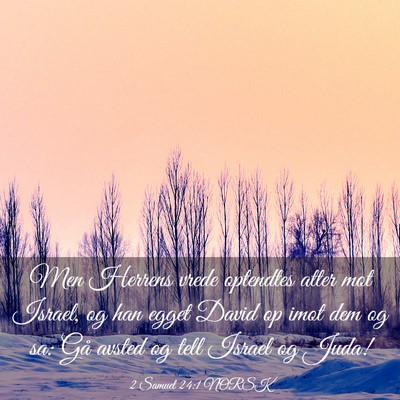 Picture 03 - 2 Samuel 24:1 NORSK - Men Herrens vrede optendtes atter mot Israel, og - Bible Verse Picture