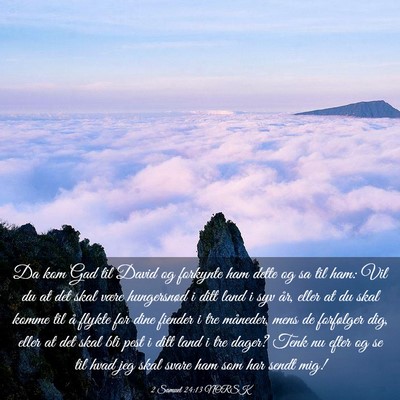 Picture 03 - 2 Samuel 24:13 NORSK - Da kom Gad til David og forkynte ham dette og sa - Bible Verse Picture