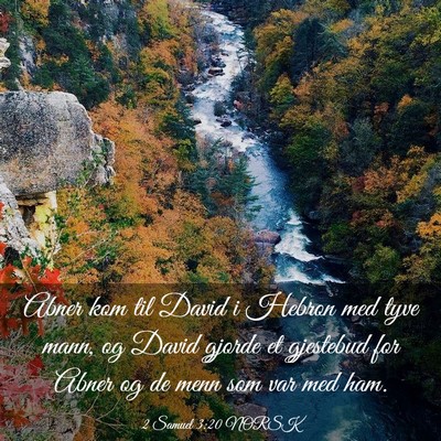 Picture 03 - 2 Samuel 3:20 NORSK - Abner kom til David i Hebron med tyve mann, og - Bible Verse Picture
