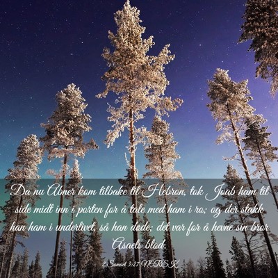 Picture 03 - 2 Samuel 3:27 NORSK - Da nu Abner kom tilbake til Hebron, tok Joab ham - Bible Verse Picture