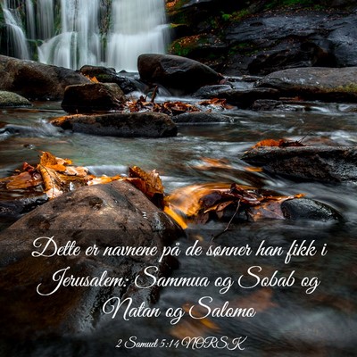 Picture 03 - 2 Samuel 5:14 NORSK - Dette er navnene på de sønner han fikk i - Bible Verse Picture
