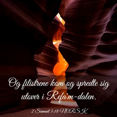Picture 03 - 2 Samuel 5:18 NORSK - Og filistrene kom og spredte sig utover i - Bible Verse Picture
