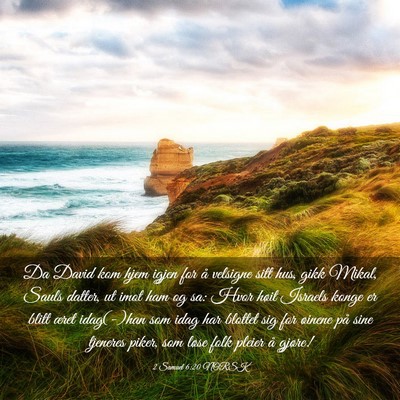 Picture 03 - 2 Samuel 6:20 NORSK - Da David kom hjem igjen for å velsigne sitt hus, - Bible Verse Picture