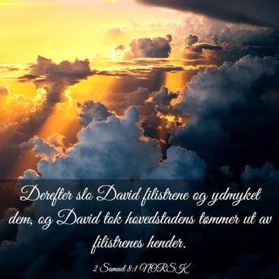 Picture 03 - 2 Samuel 8:1 NORSK - Derefter slo David filistrene og ydmyket dem, og - Bible Verse Picture