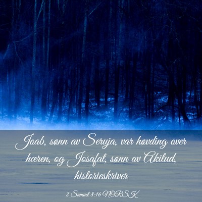 Picture 03 - 2 Samuel 8:16 NORSK - Joab, sønn av Seruja, var høvding over hæren, - Bible Verse Picture