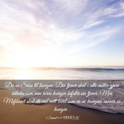 Picture 03 - 2 Samuel 9:11 NORSK - Da sa Siba til kongen: Din tjener skal i alle - Bible Verse Picture