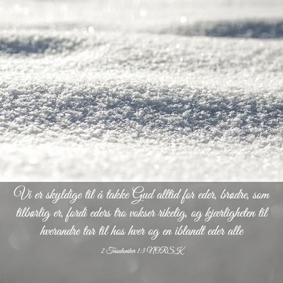 Picture 03 - 2 Tessaloniker 1:3 NORSK - Vi er skyldige til å takke Gud alltid for eder, - Bible Verse Picture