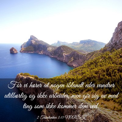 Picture 03 - 2 Tessaloniker 3:11 NORSK - For vi hører at nogen iblandt eder vandrer - Bible Verse Picture