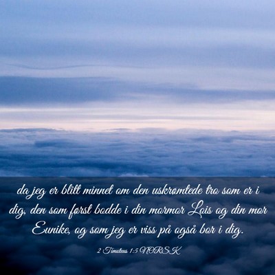 Picture 03 - 2 Timoteus 1:5 NORSK - da jeg er blitt minnet om den uskrømtede tro som - Bible Verse Picture