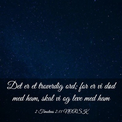 Picture 03 - 2 Timoteus 2:11 NORSK - Det er et troverdig ord; for er vi død med ham, - Bible Verse Picture