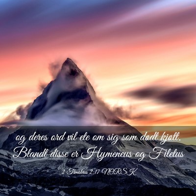 Picture 03 - 2 Timoteus 2:17 NORSK - og deres ord vil ete om sig som dødt kjøtt. - Bible Verse Picture