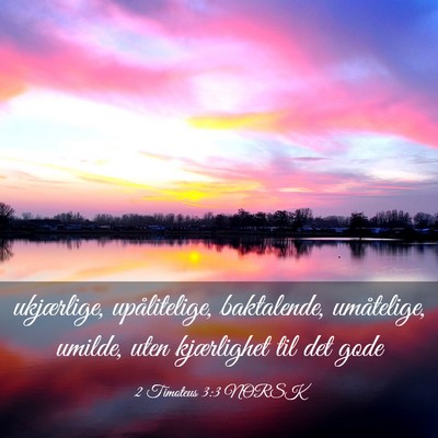 Picture 03 - 2 Timoteus 3:3 NORSK - ukjærlige, upålitelige, baktalende, umåtelige, - Bible Verse Picture