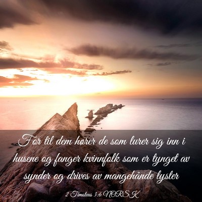 Picture 03 - 2 Timoteus 3:6 NORSK - For til dem hører de som lurer sig inn i husene - Bible Verse Picture