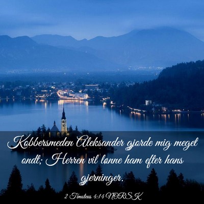 Picture 03 - 2 Timoteus 4:14 NORSK - Kobbersmeden Aleksander gjorde mig meget ondt; - Bible Verse Picture