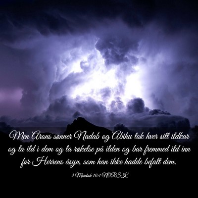 Picture 03 - 3 Mosebok 10:1 NORSK - Men Arons sønner Nadab og Abihu tok hver sitt - Bible Verse Picture