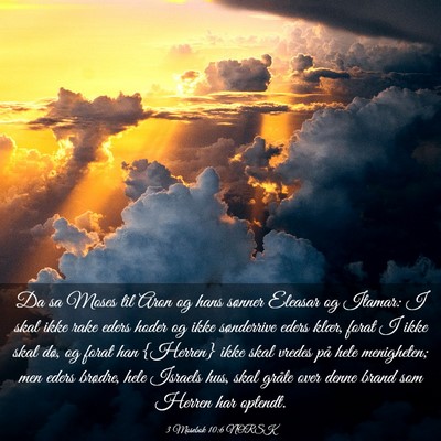 Picture 03 - 3 Mosebok 10:6 NORSK - Da sa Moses til Aron og hans sønner Eleasar og - Bible Verse Picture