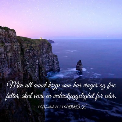 Picture 03 - 3 Mosebok 11:23 NORSK - Men alt annet kryp som har vinger og fire - Bible Verse Picture