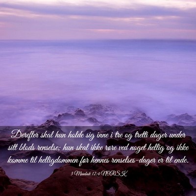Picture 03 - 3 Mosebok 12:4 NORSK - Derefter skal hun holde sig inne i tre og tretti - Bible Verse Picture