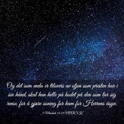 Picture 03 - 3 Mosebok 14:29 NORSK - Og det som enda er tilovers av oljen som presten - Bible Verse Picture