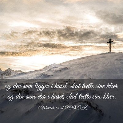 Picture 03 - 3 Mosebok 14:47 NORSK - og den som ligger i huset, skal tvette sine - Bible Verse Picture
