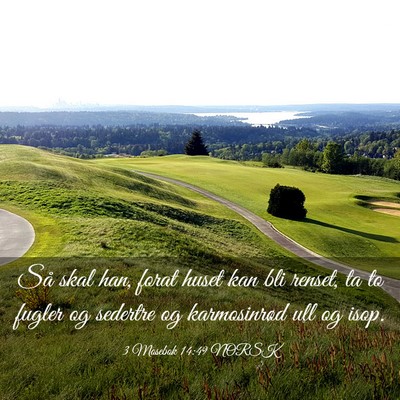 Picture 03 - 3 Mosebok 14:49 NORSK - Så skal han, forat huset kan bli renset, ta to - Bible Verse Picture