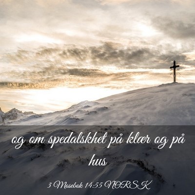 Picture 03 - 3 Mosebok 14:55 NORSK - og om spedalskhet på klær og på - Bible Verse Picture