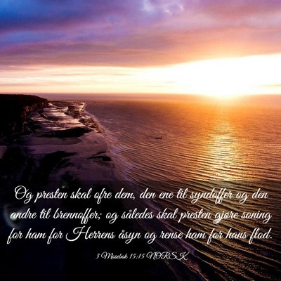Picture 03 - 3 Mosebok 15:15 NORSK - Og presten skal ofre dem, den ene til syndoffer - Bible Verse Picture