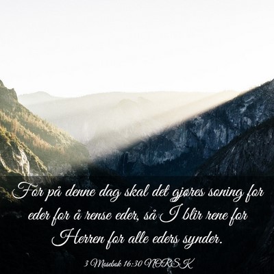 Picture 03 - 3 Mosebok 16:30 NORSK - For på denne dag skal det gjøres soning for - Bible Verse Picture