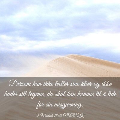Picture 03 - 3 Mosebok 17:16 NORSK - Dersom han ikke tvetter sine klær og ikke bader - Bible Verse Picture