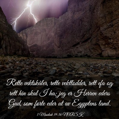 Picture 03 - 3 Mosebok 19:36 NORSK - Rette vektskåler, rette vektlodder, rett efa og - Bible Verse Picture