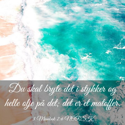 Picture 03 - 3 Mosebok 2:6 NORSK - Du skal bryte det i stykker og helle olje på - Bible Verse Picture