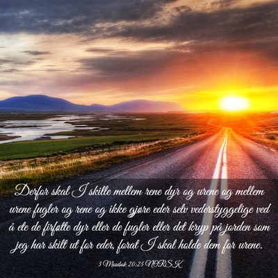 Picture 03 - 3 Mosebok 20:25 NORSK - Derfor skal I skille mellem rene dyr og urene og - Bible Verse Picture