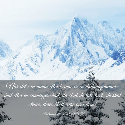 Picture 03 - 3 Mosebok 20:27 NORSK - Når det i en mann eller kvinne er en - Bible Verse Picture