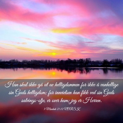 Picture 03 - 3 Mosebok 21:12 NORSK - Han skal ikke gå ut av helligdommen for ikke å - Bible Verse Picture